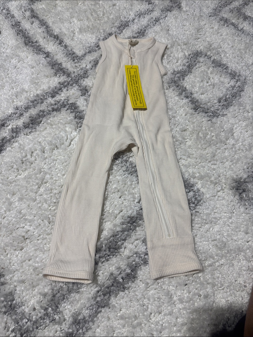 Spearmint love Cream Sleeveless Ribbed Infant Zip Romper nwt